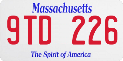 MA license plate 9TD226