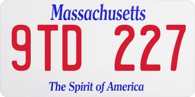 MA license plate 9TD227