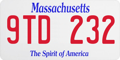 MA license plate 9TD232