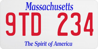 MA license plate 9TD234
