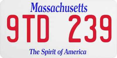 MA license plate 9TD239