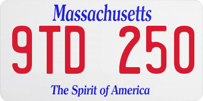 MA license plate 9TD250