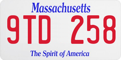 MA license plate 9TD258