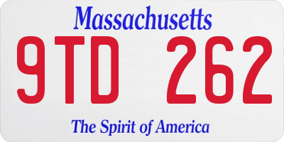 MA license plate 9TD262