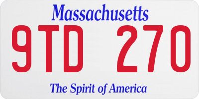 MA license plate 9TD270