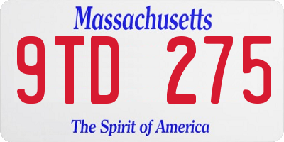 MA license plate 9TD275