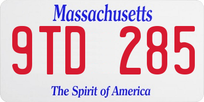 MA license plate 9TD285