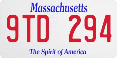 MA license plate 9TD294