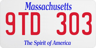 MA license plate 9TD303