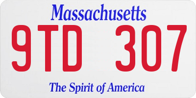 MA license plate 9TD307