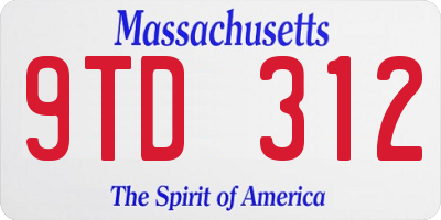 MA license plate 9TD312