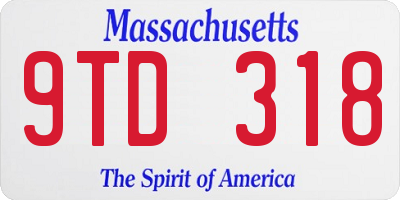 MA license plate 9TD318