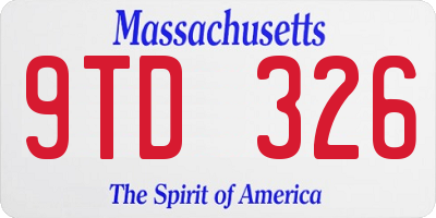 MA license plate 9TD326
