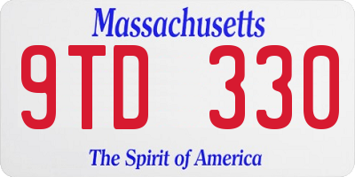 MA license plate 9TD330
