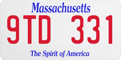 MA license plate 9TD331