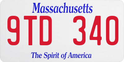 MA license plate 9TD340
