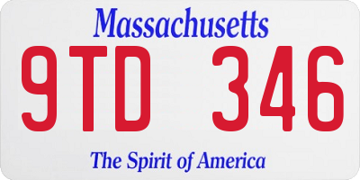 MA license plate 9TD346