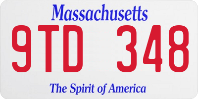 MA license plate 9TD348