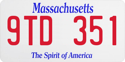MA license plate 9TD351