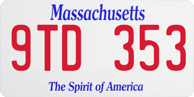 MA license plate 9TD353