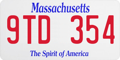MA license plate 9TD354