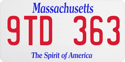 MA license plate 9TD363