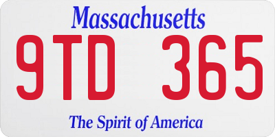 MA license plate 9TD365