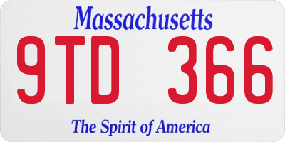 MA license plate 9TD366