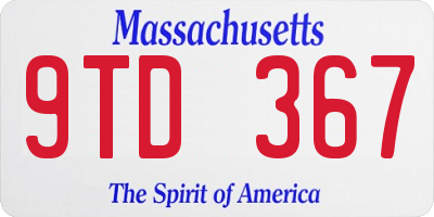 MA license plate 9TD367