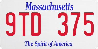 MA license plate 9TD375