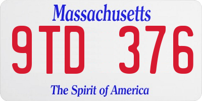 MA license plate 9TD376