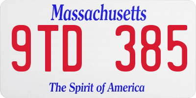 MA license plate 9TD385