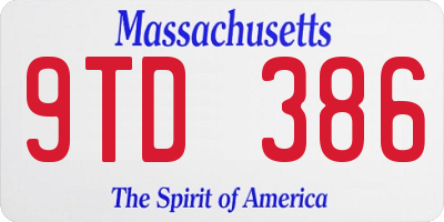 MA license plate 9TD386