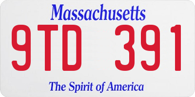 MA license plate 9TD391