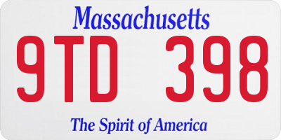 MA license plate 9TD398