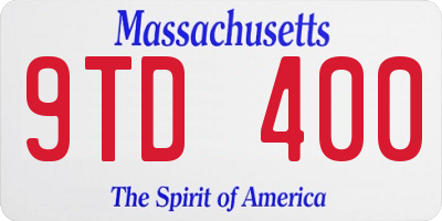 MA license plate 9TD400