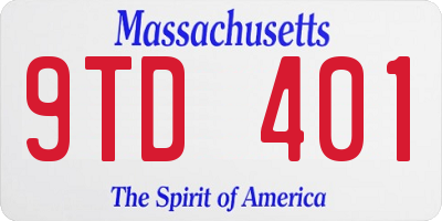 MA license plate 9TD401