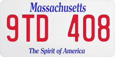 MA license plate 9TD408