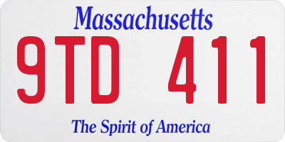 MA license plate 9TD411