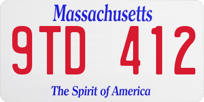 MA license plate 9TD412