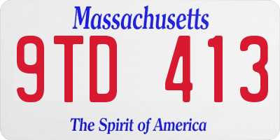 MA license plate 9TD413