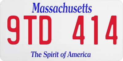 MA license plate 9TD414