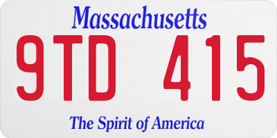 MA license plate 9TD415