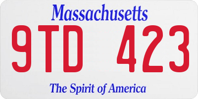 MA license plate 9TD423