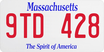 MA license plate 9TD428