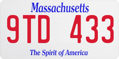 MA license plate 9TD433