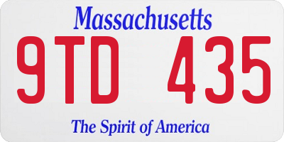 MA license plate 9TD435