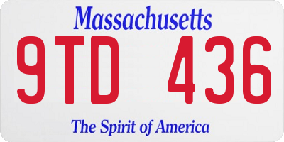 MA license plate 9TD436