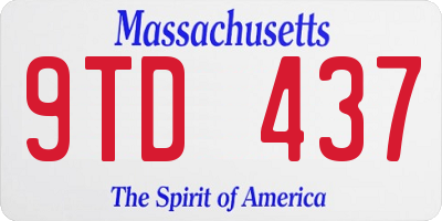MA license plate 9TD437