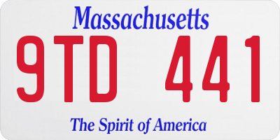 MA license plate 9TD441